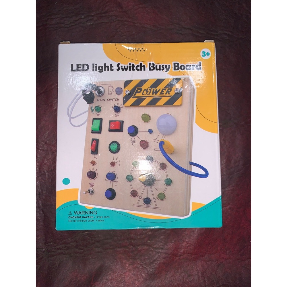 Busy Board, Montessori Toy for 1-3 Years Old, Wooden Toddler Sensory Travel T...
